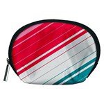 Red White Teal Stripes Accessory Pouch (Medium)