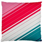 Red White Teal Stripes Large Premium Plush Fleece Cushion Case (Two Sides)