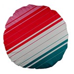 Red White Teal Stripes Large 18  Premium Flano Round Cushions