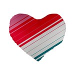 Red White Teal Stripes Standard 16  Premium Flano Heart Shape Cushions