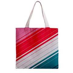 Red White Teal Stripes Zipper Grocery Tote Bag from ArtsNow.com Front