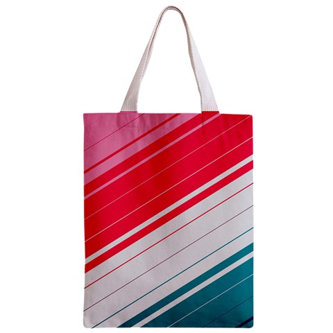 Red White Teal Stripes Zipper Classic Tote Bag from ArtsNow.com Back