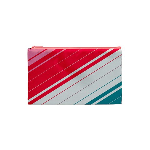 Red White Teal Stripes Cosmetic Bag (XS) from ArtsNow.com Front