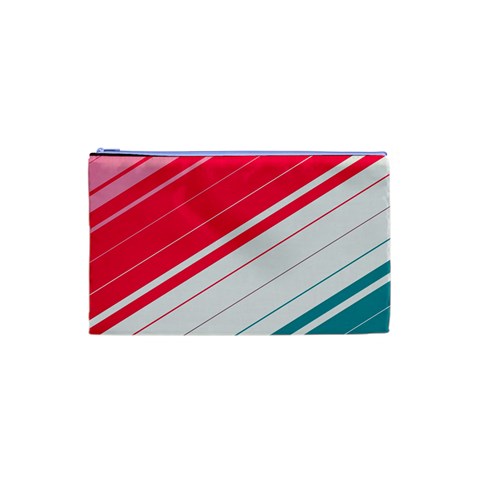 Red White Teal Stripes Cosmetic Bag (XS) from ArtsNow.com Front