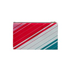 Red White Teal Stripes Cosmetic Bag (XS) from ArtsNow.com Back