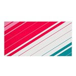 Red White Teal Stripes Satin Wrap 35  x 70 