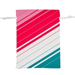 Red White Teal Stripes Lightweight Drawstring Pouch (XL)