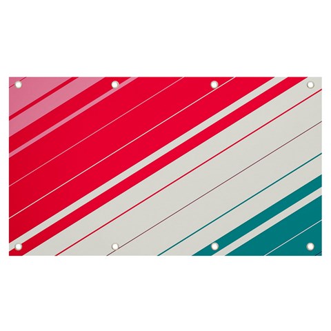 Red White Teal Stripes Banner and Sign 7  x 4  from ArtsNow.com Front