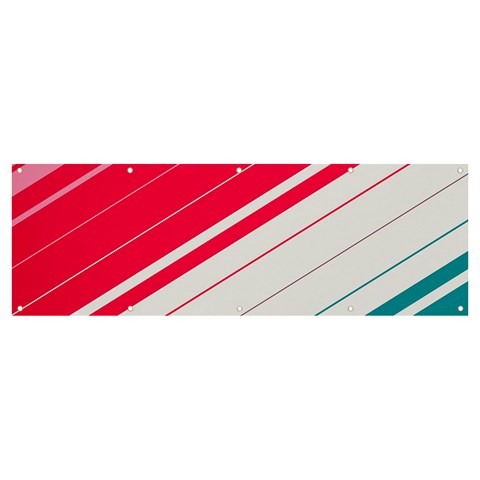 Red White Teal Stripes Banner and Sign 12  x 4  from ArtsNow.com Front