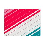 Red White Teal Stripes Premium Plush Fleece Blanket (Mini)