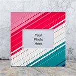 Red White Teal Stripes White Box Photo Frame 4  x 6 