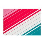 Red White Teal Stripes Crystal Sticker (A4)