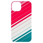 Red White Teal Stripes iPhone 14 Black UV Print Case