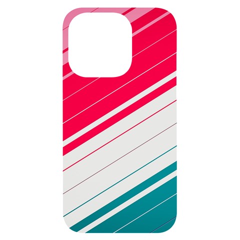 Red White Teal Stripes iPhone 14 Pro Black UV Print Case from ArtsNow.com Front