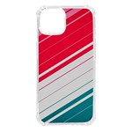 Red White Teal Stripes iPhone 14 TPU UV Print Case