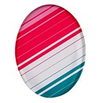 Red White Teal Stripes Oval Glass Fridge Magnet (4 pack)