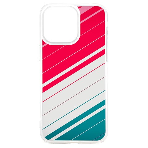 Red White Teal Stripes iPhone 15 Plus TPU UV Print Case from ArtsNow.com Front