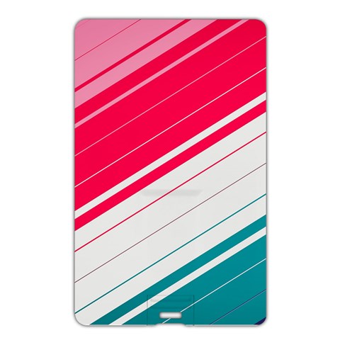 Red White Teal Stripes Name Card Style USB Flash Drive from ArtsNow.com Back