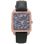 Texture, Stripes, Pattern Rose Gold Leather Watch 