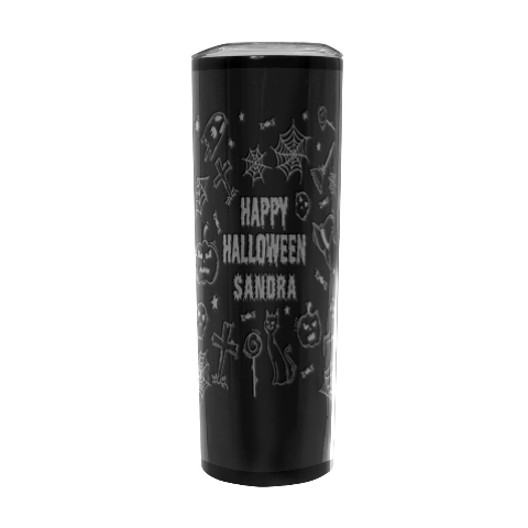 Personalized Halloween Name Any Text Stainless Steel Travel Tumbler 20oz Stainless Steel Travel Tumbler (Black) from ArtsNow.com Front