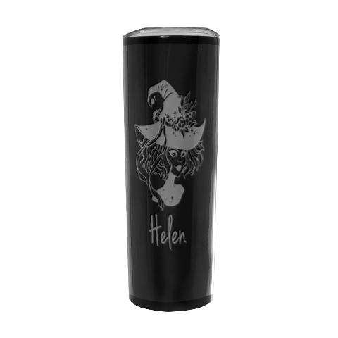 Personalized Halloween Beautiful Witch Name Any Text Stainless Steel Travel Tumbler 20oz Stainless Steel Travel Tumbler (Black) from ArtsNow.com Front