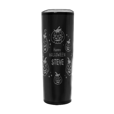 Personalized Halloween Smile Pumpkin Illustration Name Any Text Stainless Steel Travel Tumbler 20oz Stainless Steel Travel Tumbler (Black) from ArtsNow.com Front