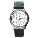 Pattern Seamless Texture Sewing Round Metal Watch