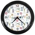 Pattern Seamless Texture Sewing Wall Clock (Black)