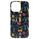 Pattern Seamless Texture Sewing iPhone 14 Pro Max Black UV Print Case