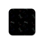 Background Pattern Dragonfly Rubber Coaster (Square)