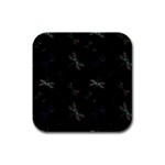 Background Pattern Dragonfly Rubber Square Coaster (4 pack)