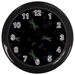 Background Pattern Dragonfly Wall Clock (Black)