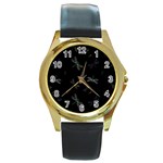 Background Pattern Dragonfly Round Gold Metal Watch