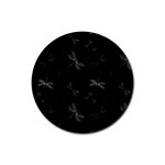 Background Pattern Dragonfly Rubber Coaster (Round)