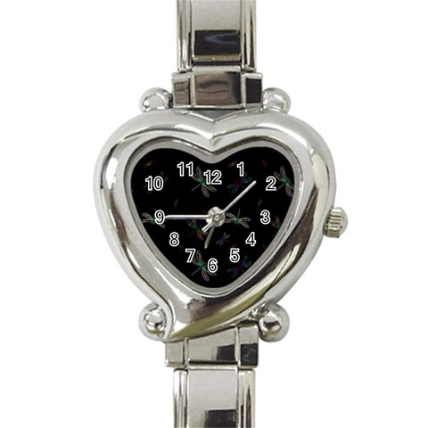 Background Pattern Dragonfly Heart Italian Charm Watch from ArtsNow.com Front