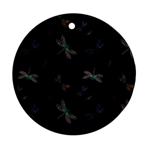 Background Pattern Dragonfly Round Ornament (Two Sides) from ArtsNow.com Front