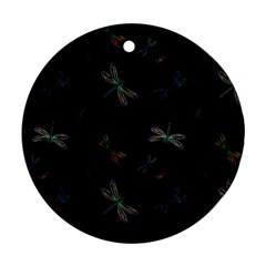 Background Pattern Dragonfly Round Ornament (Two Sides) from ArtsNow.com Front