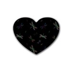 Background Pattern Dragonfly Rubber Coaster (Heart)