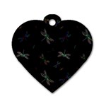 Background Pattern Dragonfly Dog Tag Heart (One Side)