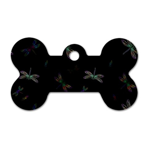 Background Pattern Dragonfly Dog Tag Bone (Two Sides) from ArtsNow.com Front