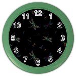 Background Pattern Dragonfly Color Wall Clock