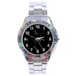 Background Pattern Dragonfly Stainless Steel Analogue Watch