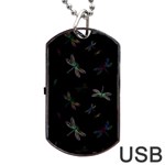 Background Pattern Dragonfly Dog Tag USB Flash (Two Sides)