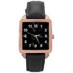 Background Pattern Dragonfly Rose Gold Leather Watch 