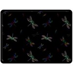 Background Pattern Dragonfly Two Sides Fleece Blanket (Large)