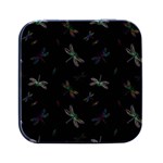 Background Pattern Dragonfly Square Metal Box (Black)