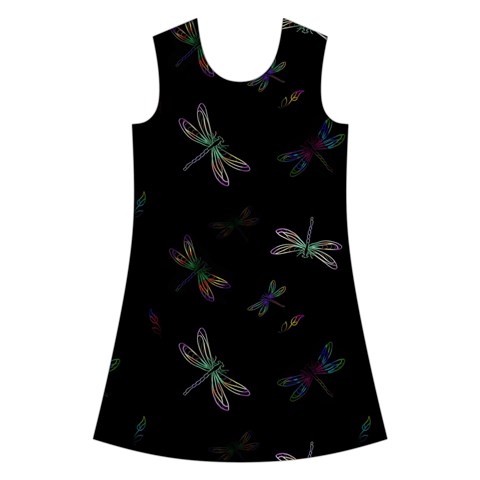 Background Pattern Dragonfly Kids  Short Sleeve Velvet Dress from ArtsNow.com Front