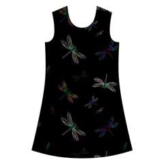 Background Pattern Dragonfly Kids  Short Sleeve Velvet Dress from ArtsNow.com Front