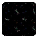 Background Pattern Dragonfly Square Glass Fridge Magnet (4 pack)