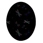 Background Pattern Dragonfly Oval Glass Fridge Magnet (4 pack)